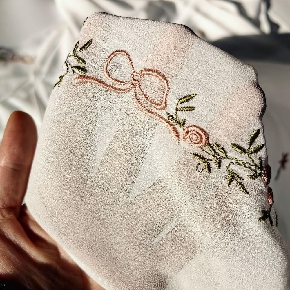 Mesh Thin Long Scarf Solid Color Muslim Headscarf Clothing Accessories Floral Headscarf  Women