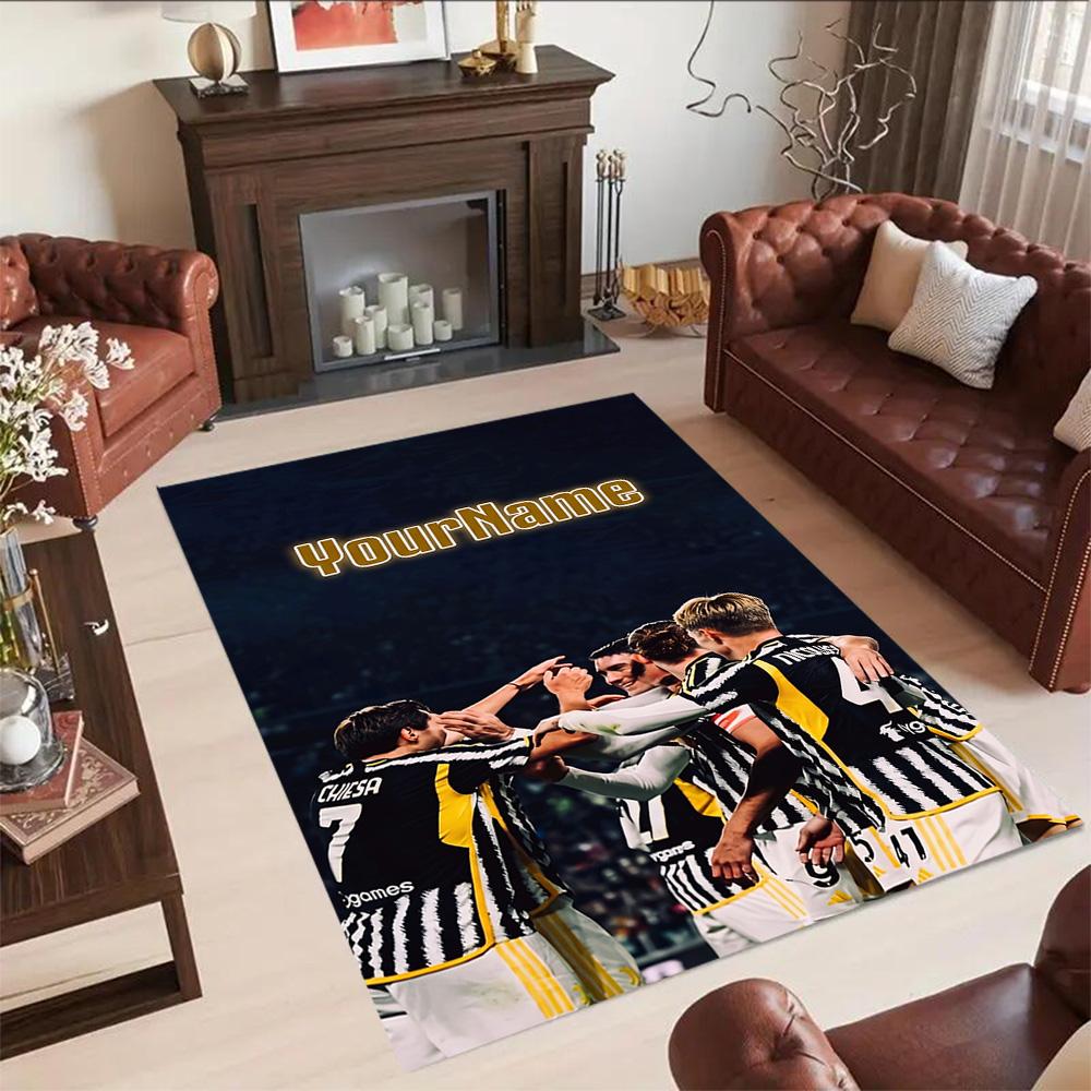 Juventus Customized Name Floor Rug Office Rug Design for Balcony Living Rooms Kitchen Entryway Antislip Carpet Anime Office Decor
