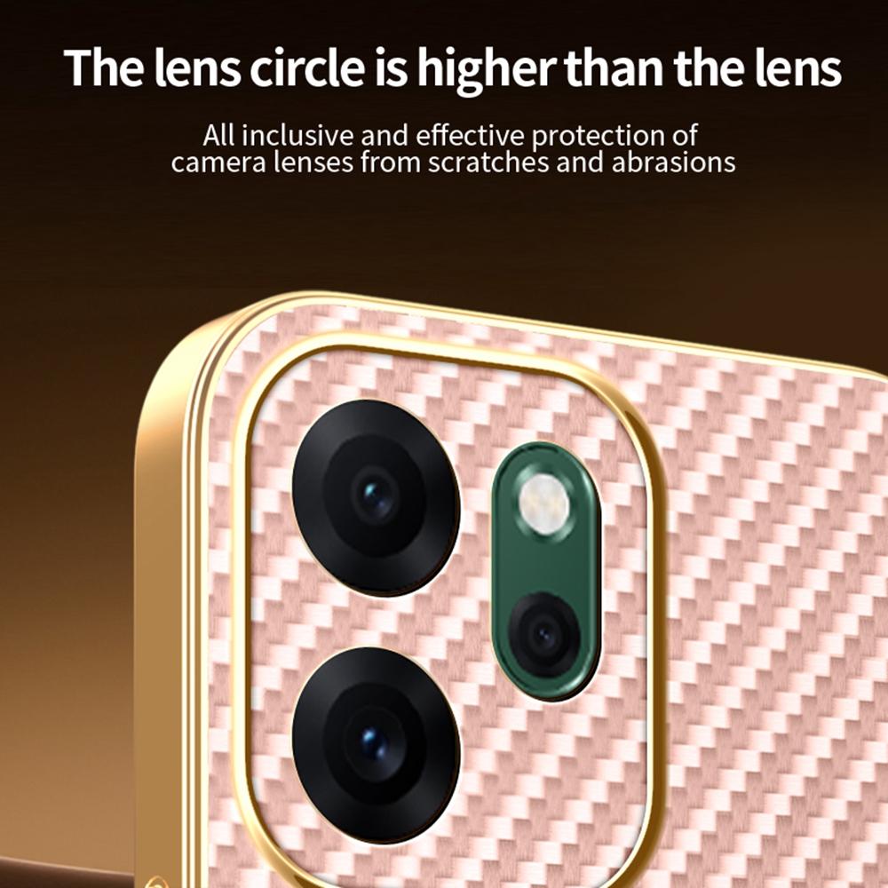 Pro Oppo Reno14 F 5G pouzdro Texturovaný elektroplátovaný TPU zadní kryt z uhlíkových vláken