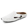 Fashion Summer New Genuine Leather Mens Half Slippers Breathable Casual Mules shoes Lightweight classic Non-slip driving flats Moccasins