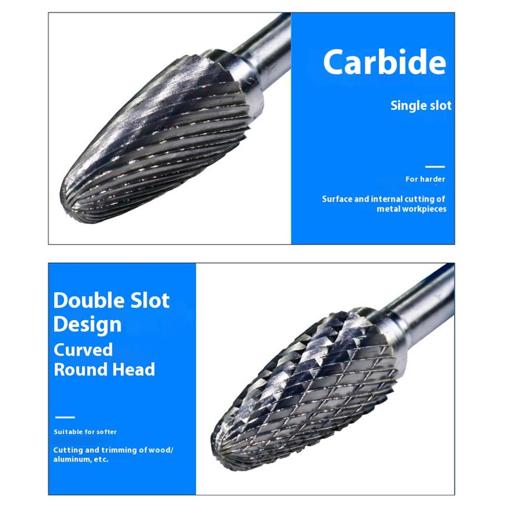 Carbides Rotary File Tool Double /Single Flute Design Point Burr Die Grinders For Metalworking Wood Carving Polishing