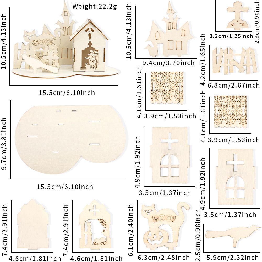 Whimsical Halloween Wooden Puzzle Displays Featuring Castle And Haunted House Designs Parties For