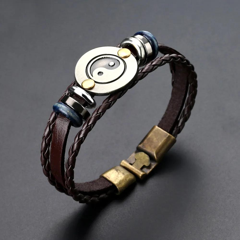 Unisex Rope Jewelry Tai Chi Pattern Bracelet Charm Simple Buckle Ancient Style Bracelet