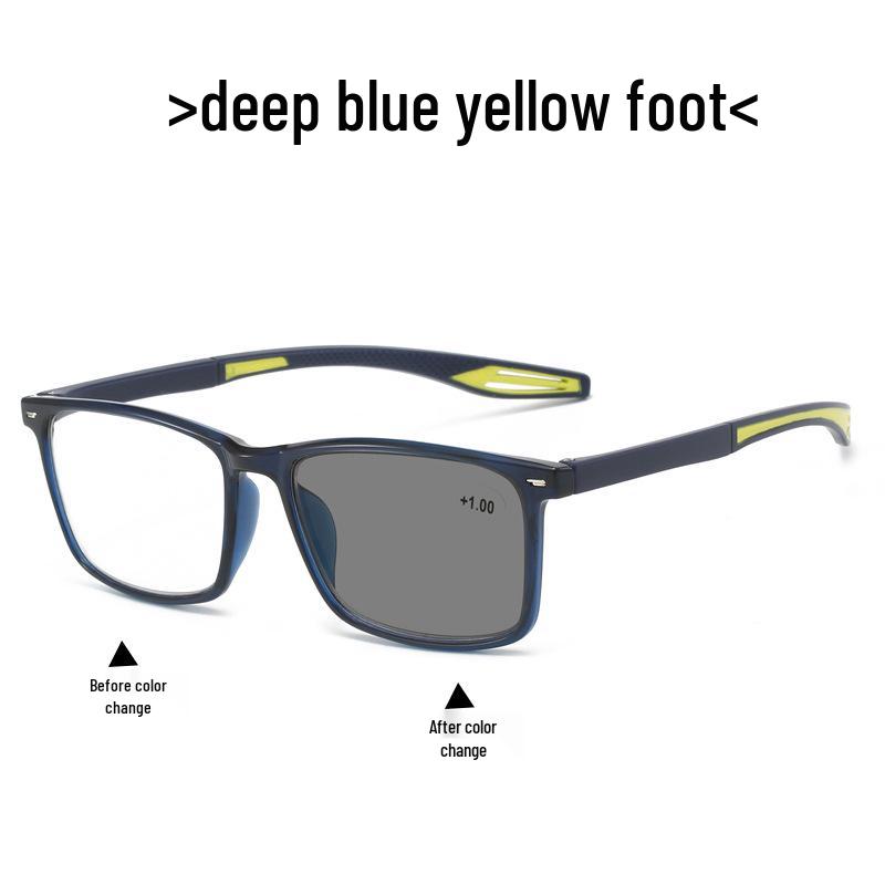 Progressive Multifocal Anti-Blue Light Photochromic Glasses for Near and Distance Reading, Suitable for Middle-Aged and Elderly.