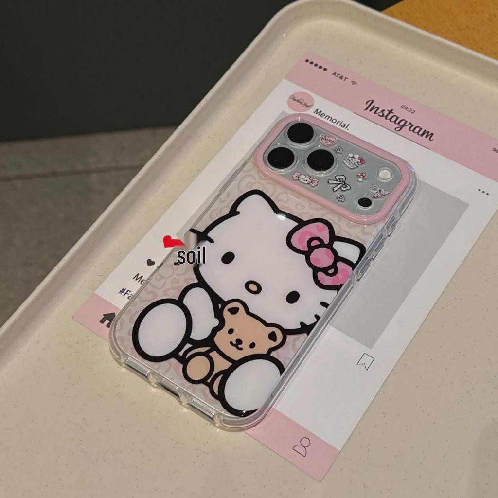 Ins Fine Hole Imd Hug Bear KT Cute Phone Case for iPhone 14/15 Pro/16/17 Pro Max
