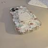 Korean-style floral rabbit design applicable iphone13Apple14Phone case11Cute girl15pro max Bracket16Transparent