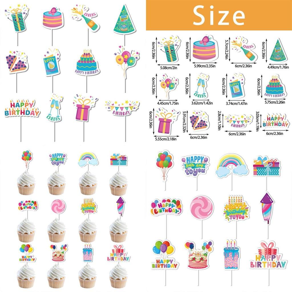 Birthday Party Cake Flag Decorations With Paper Flags For Celebrations Set Of 12