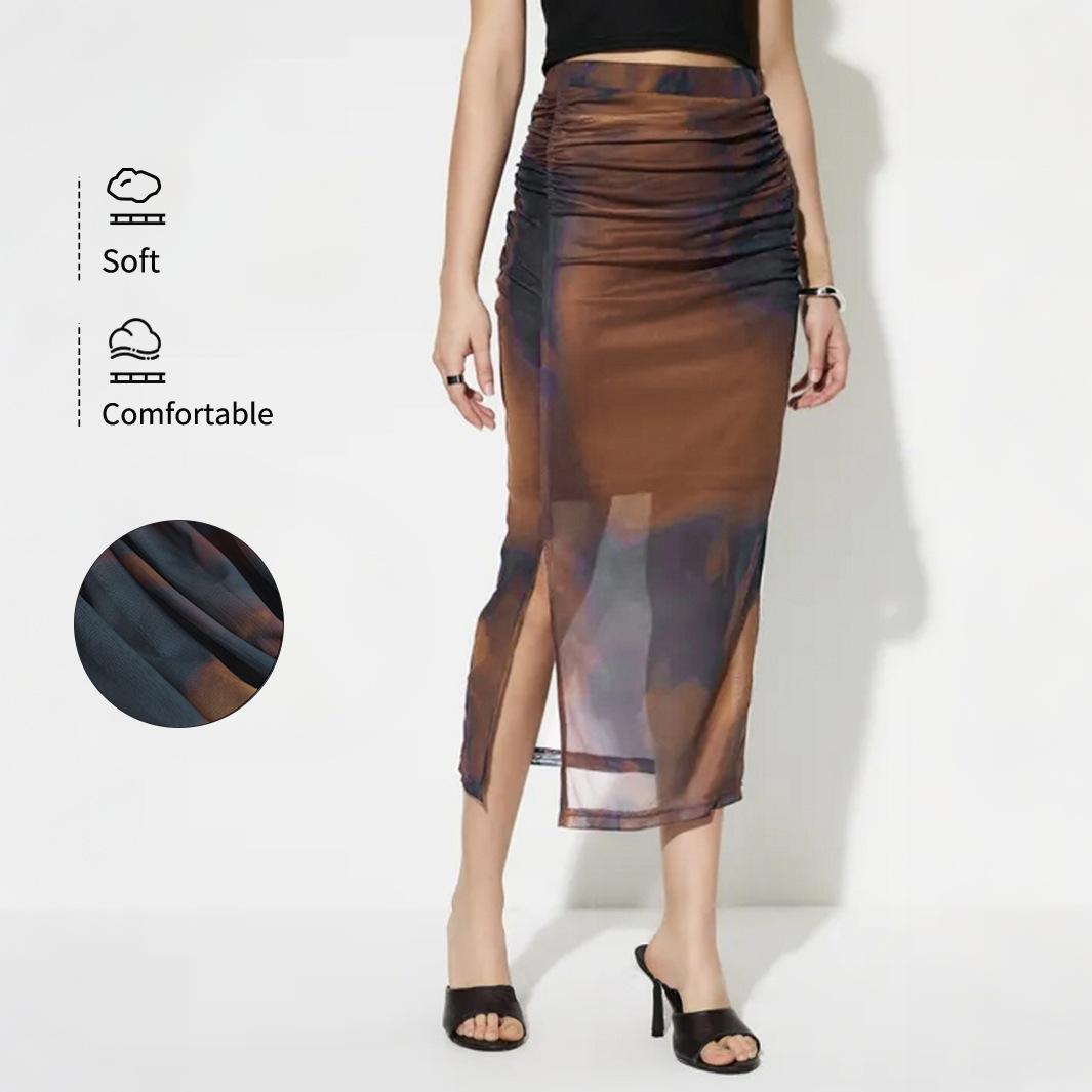 

Women s Spring and Summer Elegant and Fashionable Mesh Gradient Skirt XL кофейный