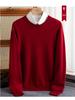 Men's Plus Size Loose Fit Pure Wool Round Neck Sweater, Autumn/Winter Cashmere Knitted Top