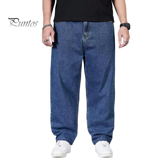 

Мужские джинсы с высокой талией, однотонные сплайсированные джинсовые брюки с карманами, прямые, широкие, длинные брюки для повседневной носки 31 темно-синий