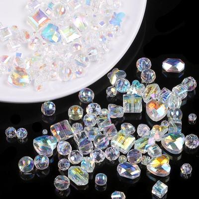 Various Shapes Crystal Beads Shining Transparent Glass Beads  For Jewelry Making DIY Bracelet Necklace Earring