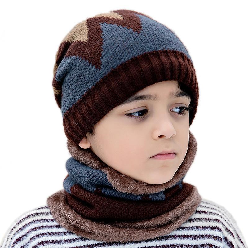 Gestrickte Kinderhaube mit Flammenmuster für Winter-Outdoor-Aktivitäten und Skifahren