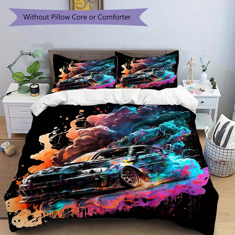 3pcs Car Smoke 1Cover + 2Pillowcases, PillowInserts NotIncluded, Machine Washable, All - Season Use, Suitable for Bedroom Guest Room89