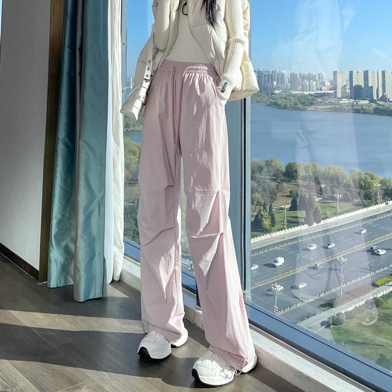 

2026 Women s High-Waisted Velvet Wide-Leg Pants: Winter American Style, Slimming, Loose, Cuffed Straight Leg #3899 Large