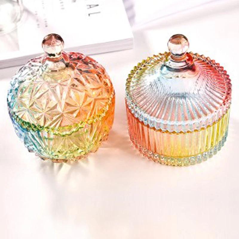 Überdachte Vorratsdose für den Haushalt, Bonbondose aus Kristallglas mit Deckel, kreative Persönlichkeit, Mode, kleiner, zarter Obstteller aus Glas