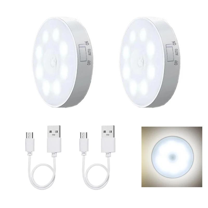 Motion Sensor LED Night Light USB Rechargeable Night Lamp For Kitchen Cabinet Wardrobe Lamp Staircase Wireless Closet Light
