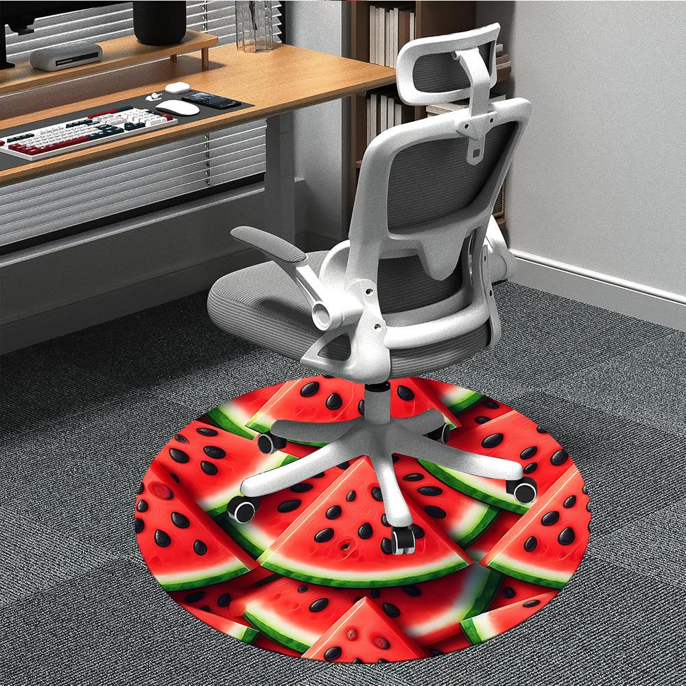 1pc Watermelon Slices Carpet for Office Non-Slip, Round Carpet, Soft & Comfortable, Carpet for Office, Lightweight Round Floor Mat