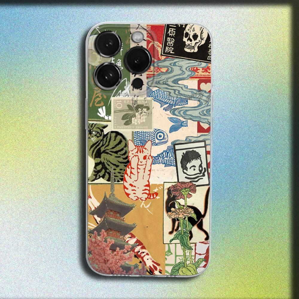 

China Chic Mosaic Graffiti Green Rattan Phone Case For iPhone 16,15,14,13,12,11 Plus,Pro,Max,XR,XS,Plus,SE Transparent Cover iPhone11PRO