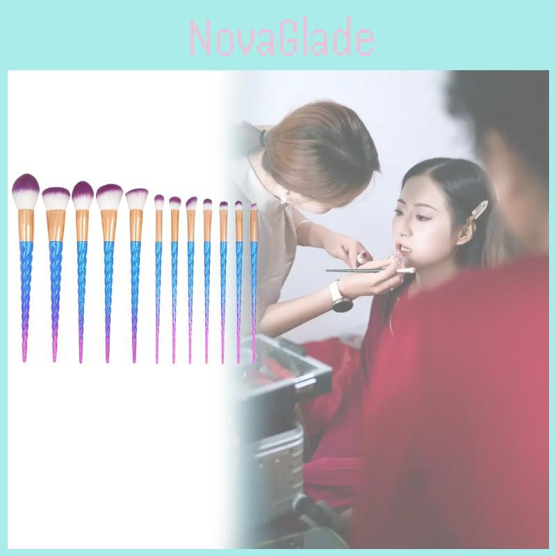 Mermaid Spiral Pattern 12 Piece Makeup Brush Set With Diamond Handles For Beauty Enthusiasts