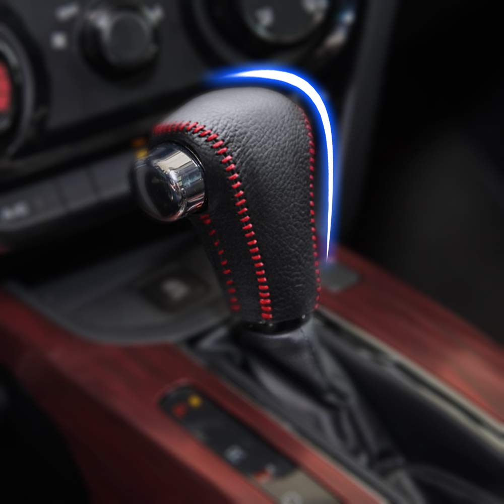 Gear Shift Knob Cover Black Leather + Red Stitch for AT Car Honda VEZEL 2014-2018 XRV 2014-2018