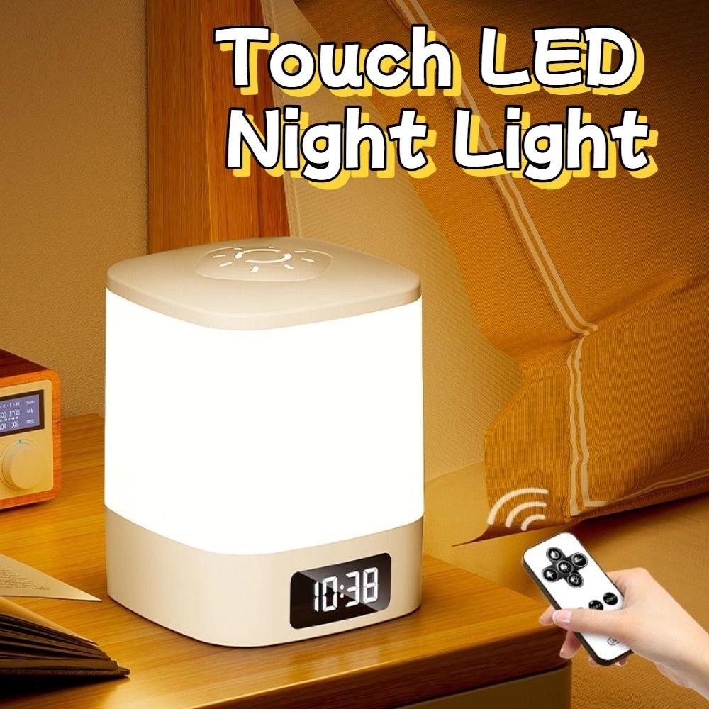 Portable Clock Night Light Dimmable Light Desk Lamp Bedside Table Lamp  Bedroom Lighting