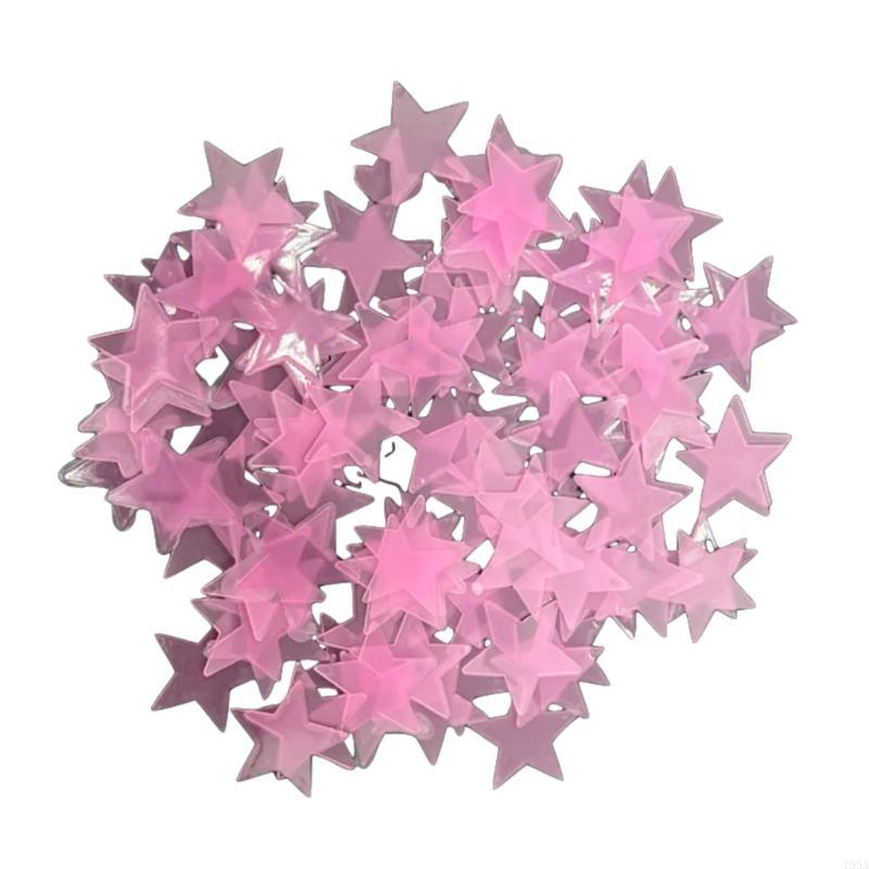 Pack of 100 Glowing 3D Star Sticker for Bedroom Ceiling and Wall Decoration 3cm Diameter Glow In Dark Wall Decal