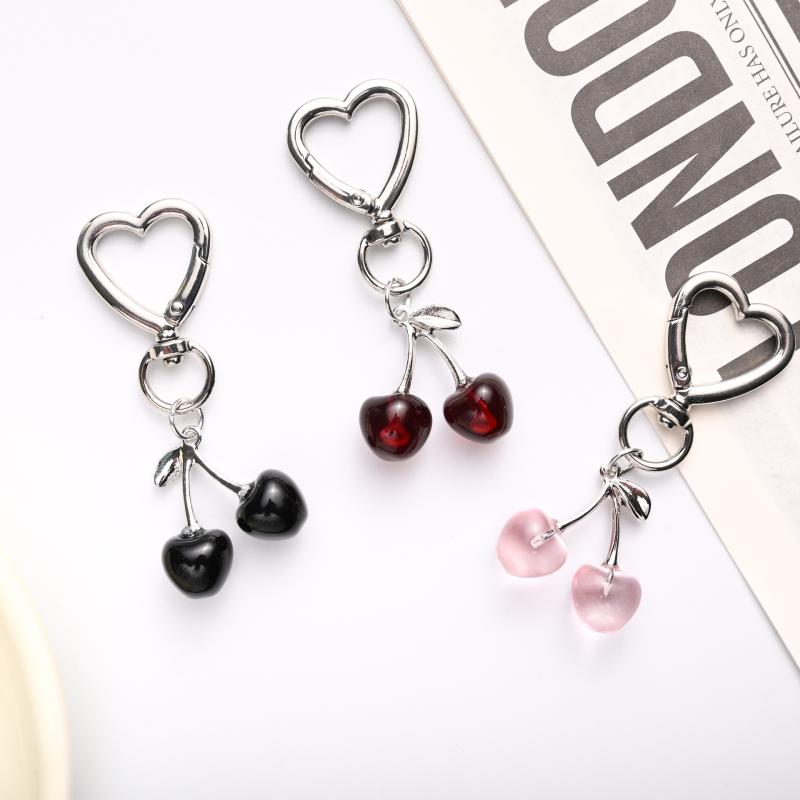 1 Piece Kawaii Cherry Bag Purse Charms Pendant Cute Cherry Keychain For Women Car Keys Decoration Gifts Stuff Accessories