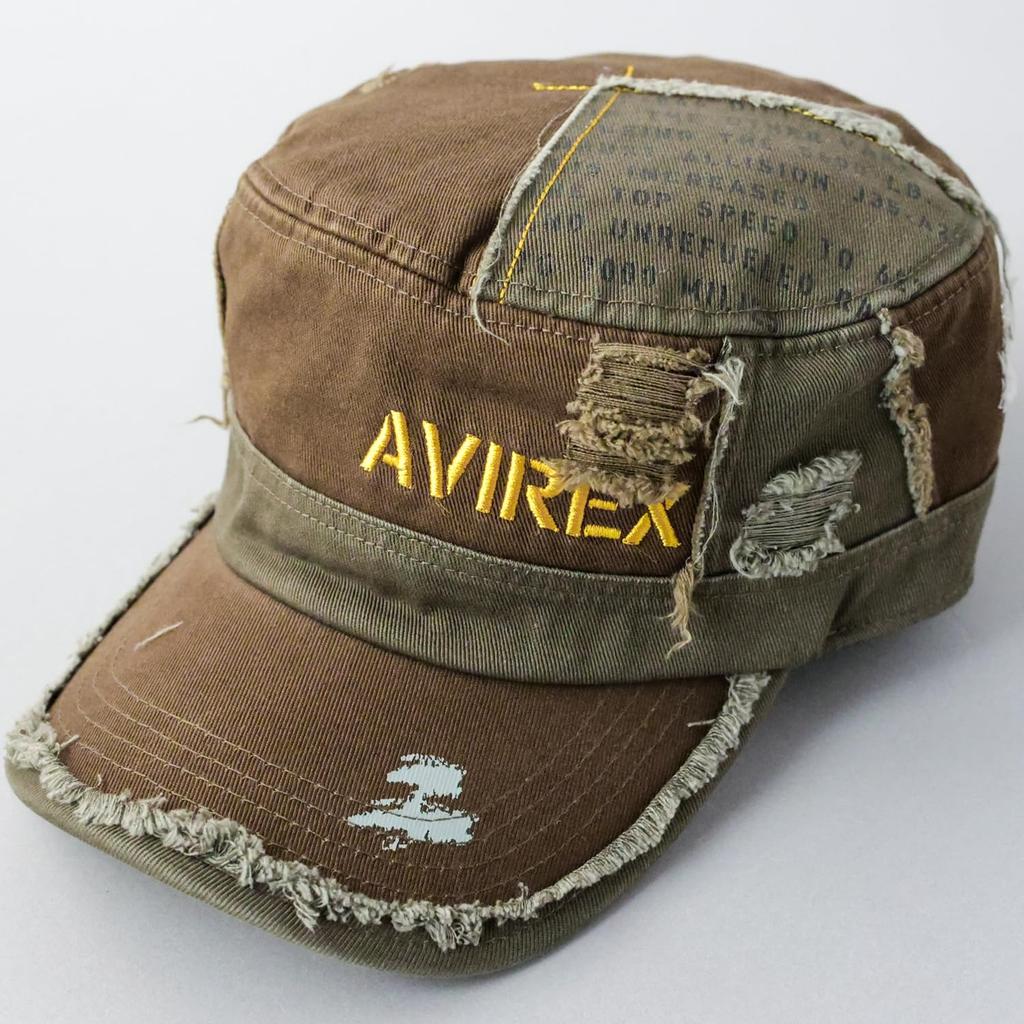 AVIREX Distressed Remade Work Cotton All Deep Khaki 01 Men's Cap, Golf/Baseball Cap, Cap, Black, Season, Cut, Spring/Summer,