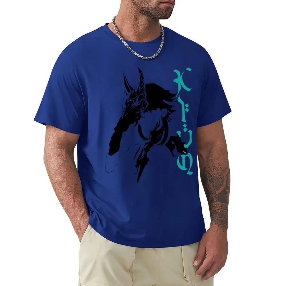Genshin Impact Xiao Portrait T-Shirt Men Game Manga Awesome 100% Cotton Tees Round Collar Short Sleeve T Shirts Printed Tops