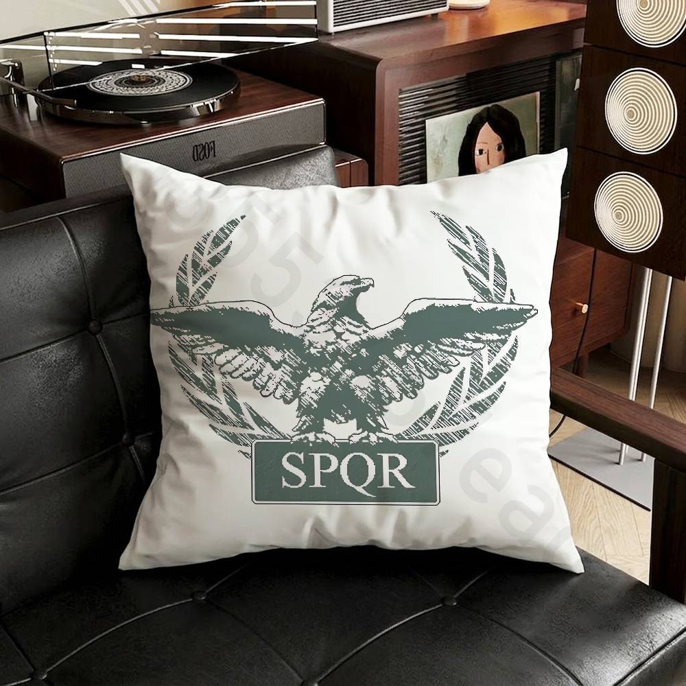 Retro Spqr Roman Empire Pillow Case Antidustmite Pillowcase Invisible zipper silky short plush Sofa cushion cover