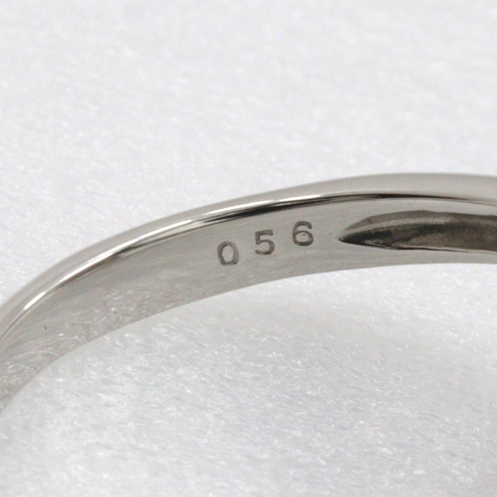 flour Ring Pt900Platinum/diamond #6.2(US Size) flour 4.2g Women Used