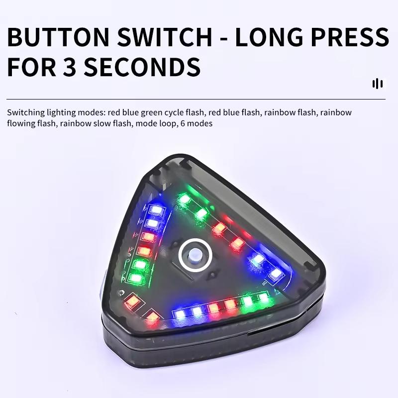 Solar Power Strobe Warning Light Multimode Colorful Motorcycle LED Night Rear Collision Flashing Siganl Lamp Car Warning Light