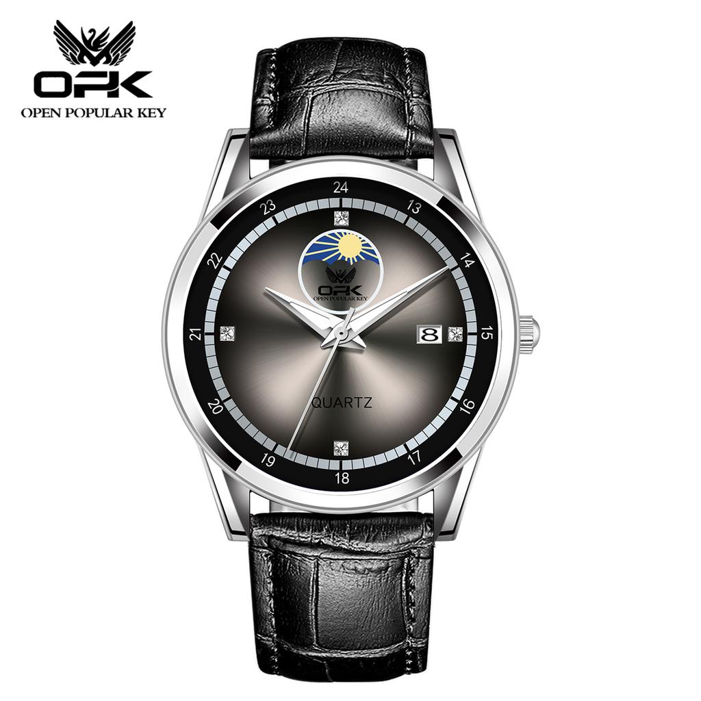 OPK 8146 Men Original Quartz Movement Watch Steel Strip Daily Life Waterproof Calendar Window Night Light Watch For Men