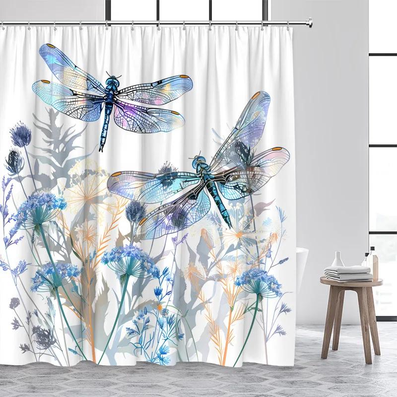 Eucalyptus Leaves Shower Curtain Watercolor Hanging Brown Leaf Pink Floral Fall Bath Curtains Fabric Bathroom Decor with Hooks