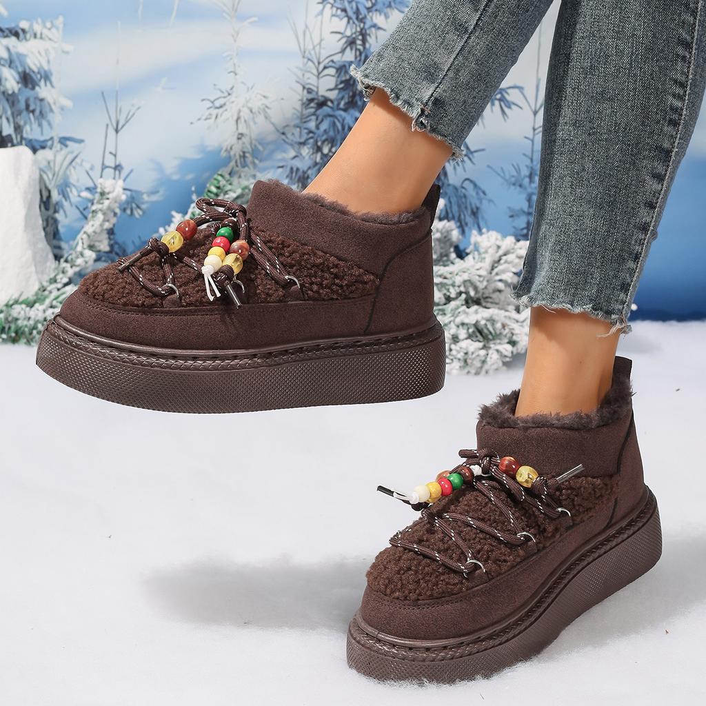 Large Size Thick-soled Snow Boots for Women, New Velvet Thickened Bread Boots for Autumn and Winter 2025, Cotton Shoes for Women