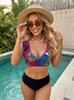 Neuer Europäischer und Amerikanischer Leopardenmuster Bikini Getrennter Badeanzug Damen Sexy Babes Hohe Taille Zweiteiliges Set