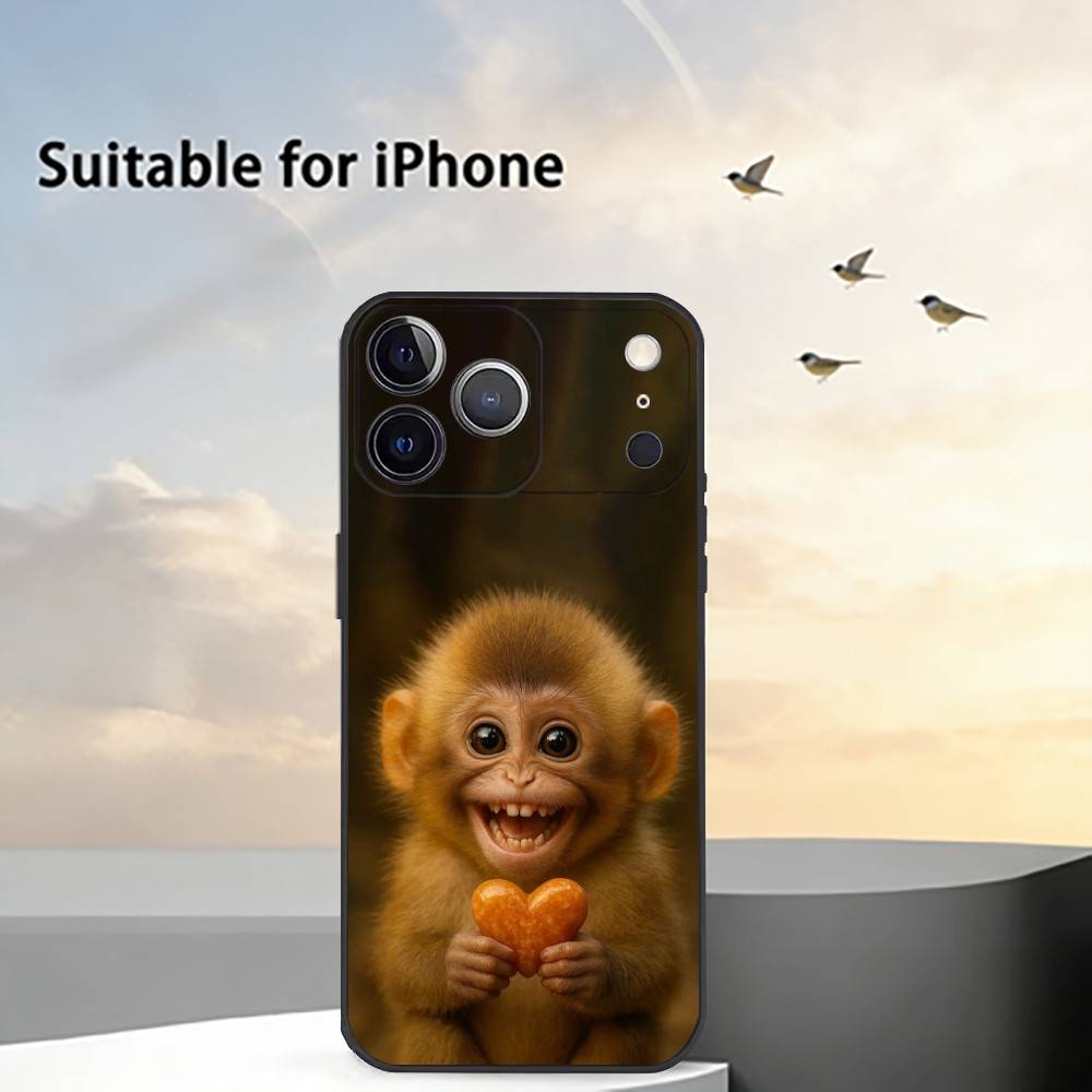 Funny Monkey M-Memes Phone Case For iPhone 17,16,15,14,13,12,11 Plus,Pro Max,XS,Soft Silicone Black Cover
