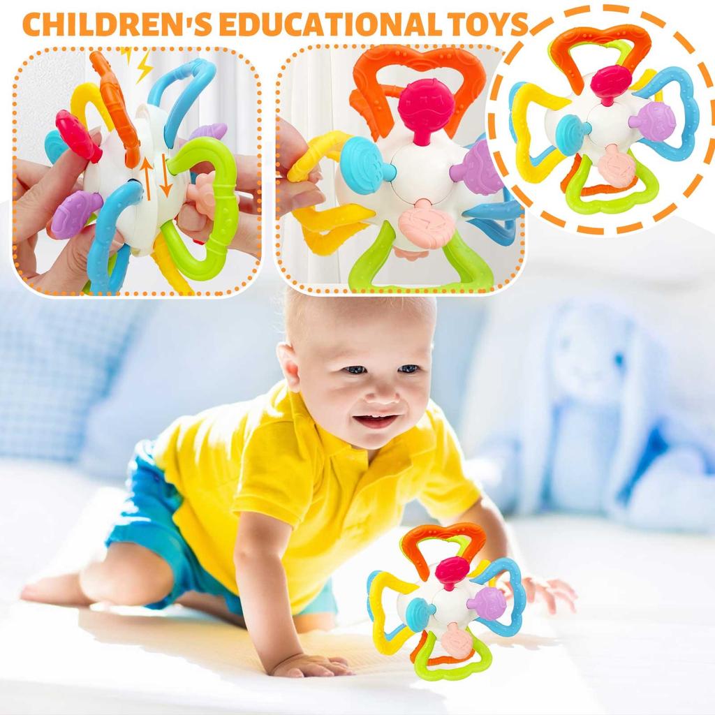Twister Ball Teether Activity Toy With Rattle And Bright Fun Colors Sensory Toy To Fine Motor Skills