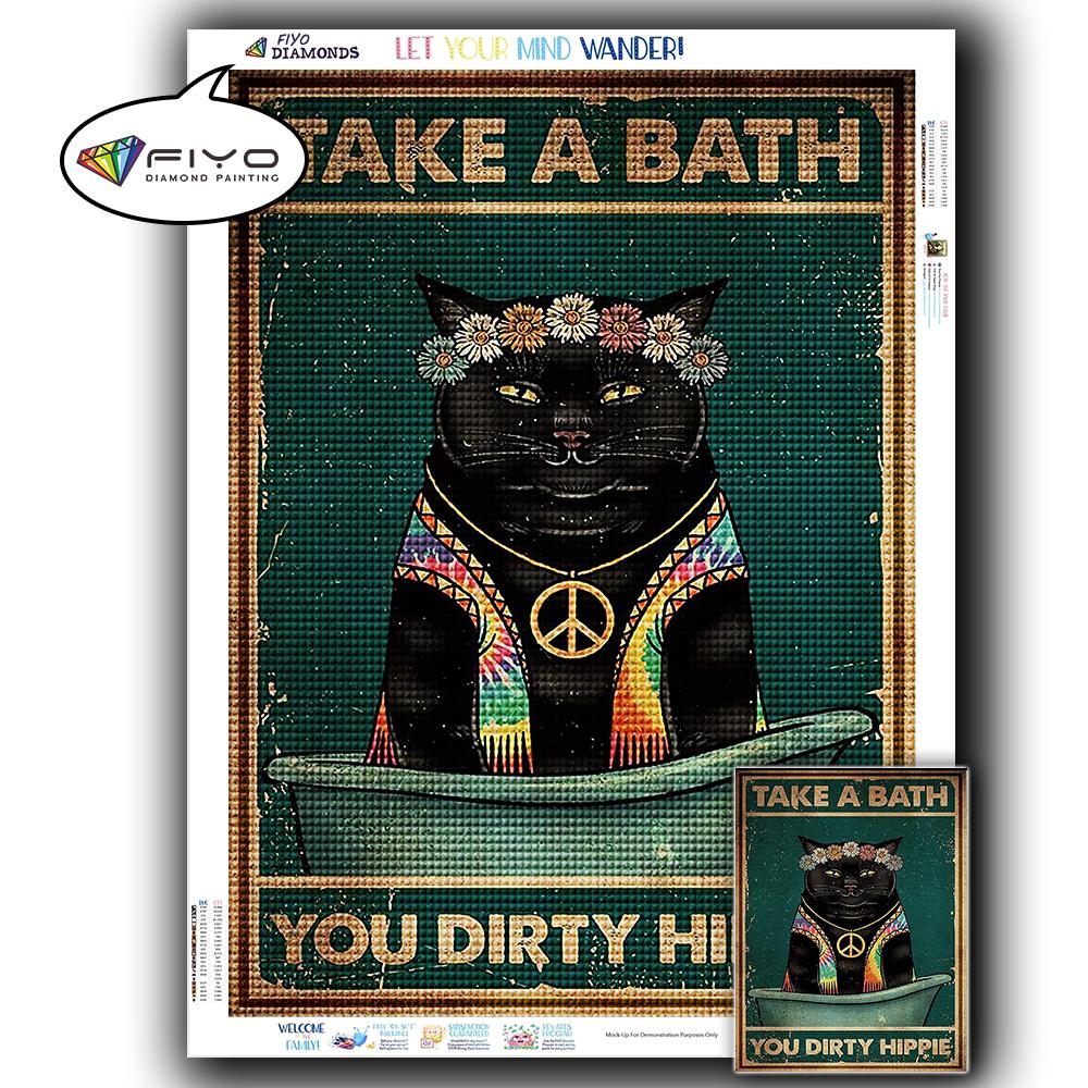 5D DIY Diamond Painting Black Cat Diamond Embroidery Vintage Cartoon Cross Stitch Picture Of Rhinestones Home Decor