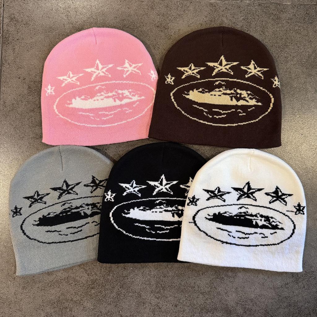 Acrylic Knitted Warm Hat Men Women Letter Print Cold Season Headgear Winter Fall