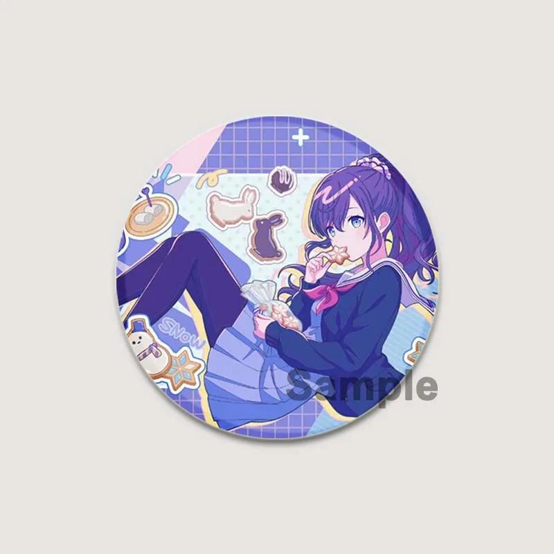 

32/44/58 мм Проект SEKAI Жестяная булавка Круглая мультяшная защелкивающаяся брошь для рюкзака Одежда Аксессуары Аниме Коллекция Значок Украшение Мило 32mm
