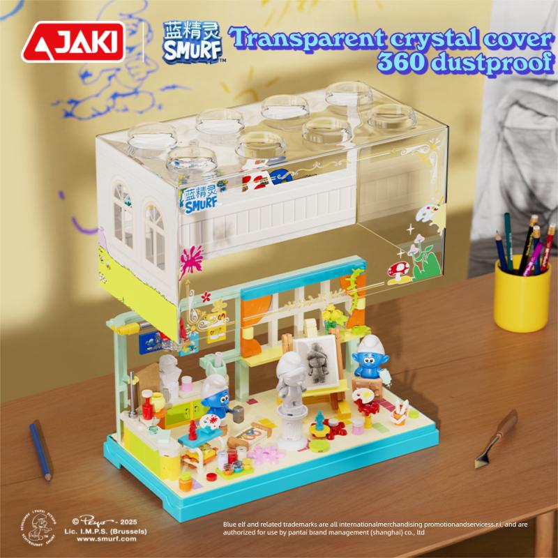 Ungiftige Schlümpfe Malzimmer Magisches Haus Bausteine Cartoon Hütte Modellsteine Mit Staubschutz Kinder Lernspielzeug Feiertagsgeschenke