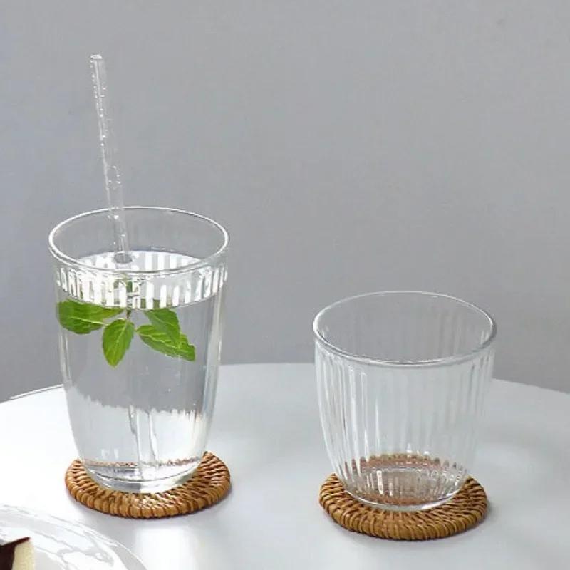 250ml/360ml Coffee Mugs Cafe Vintage Striped Cups Transparent Glass Latte Iced Coffee Cup Cold Extract Mocha Classic Drinkware