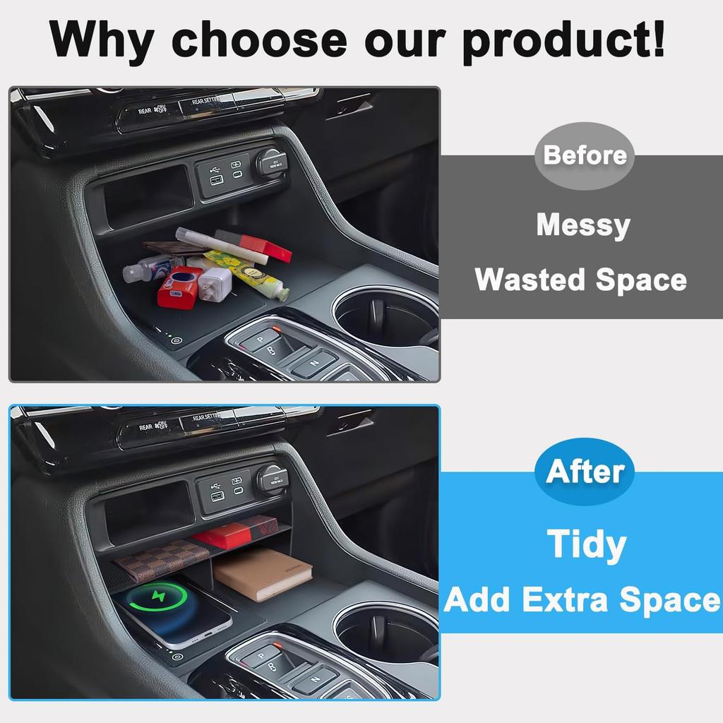 Upgraded Center Console Organizer For  2024 2025 Honda Pilot/2026 Honda Passport Accessories ABS Plastic Material Ert Divider Storage Box Car
