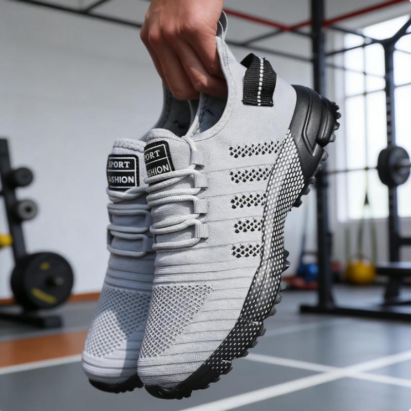 Men's Knit Weave Sports Shoes Breathable Mesh Sneakers Fashion Casual Running Shoes Lightweight Non-Slip Outdoor Walking Shoes