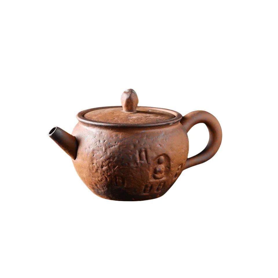 Ham cevher kaba seramik çaydanlık, el yapımı çay takımı, tekli demlik, 120cc küçük çaydanlık