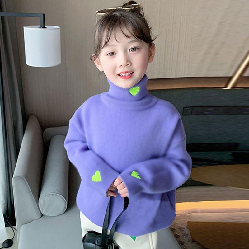 Girls' High Neck Thermal Top - Autumn/Winter Long Sleeve, Plus Velvet, Warm Base Layer