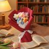 Cute Artificial Crochet Flowers Bouquet Handmade 5 Stems Knitted Puff Flower Mini Size Simulation Yarn Flowers Mother's Day