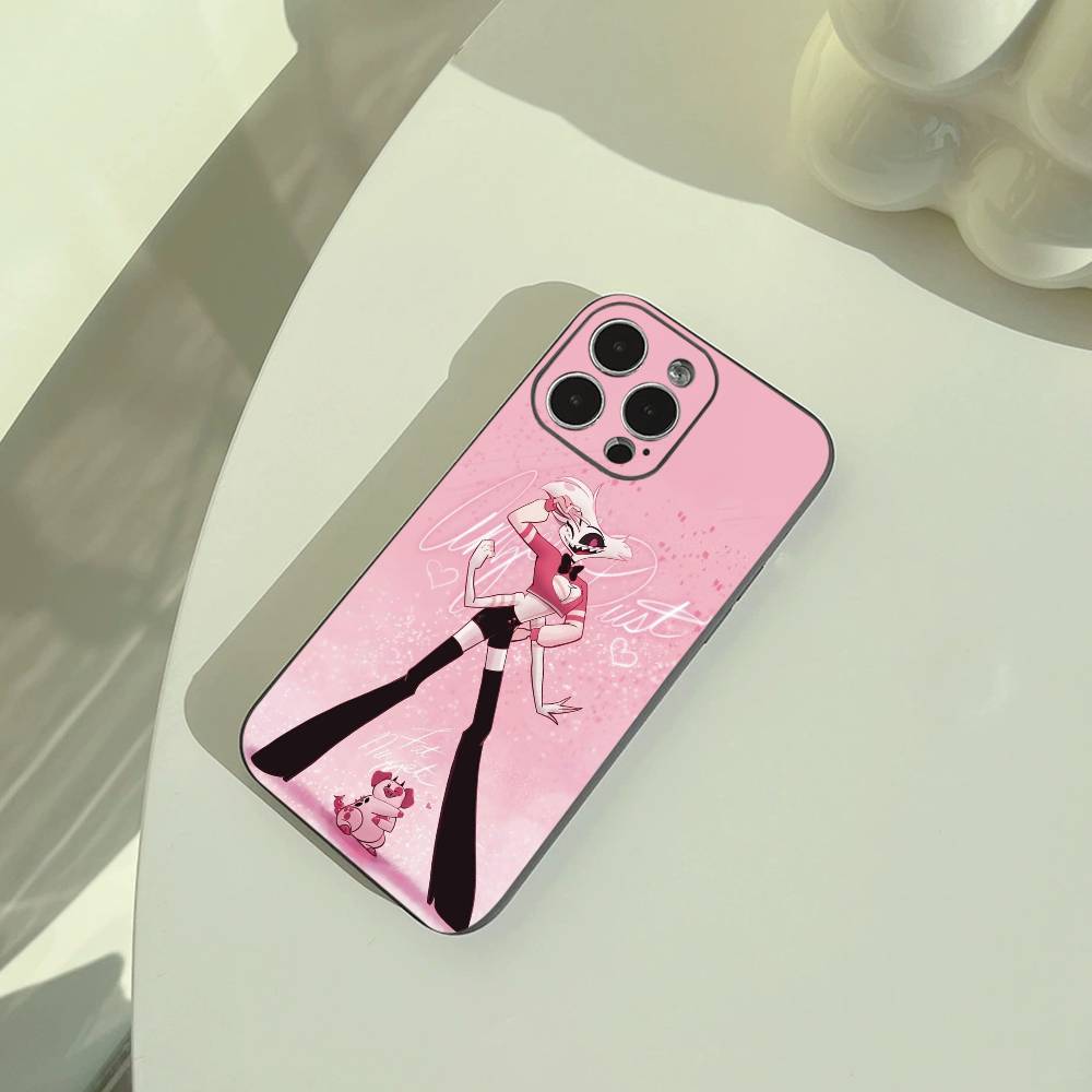 A-Angel Dust H-Hazbin H-Hotel Phone Case For iPhone 17,16,15,14,13,12,11 Pro Max, Lightweight and practical Soft Black Cover iPhone16pro