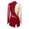 Damen Funkelndes Strass-Trikotkleid Durchsichtiges Netz Langarm Rollkragen Farbblockierung Asymmetrischer Saum für Eiskunstlauf Lateinische Performance